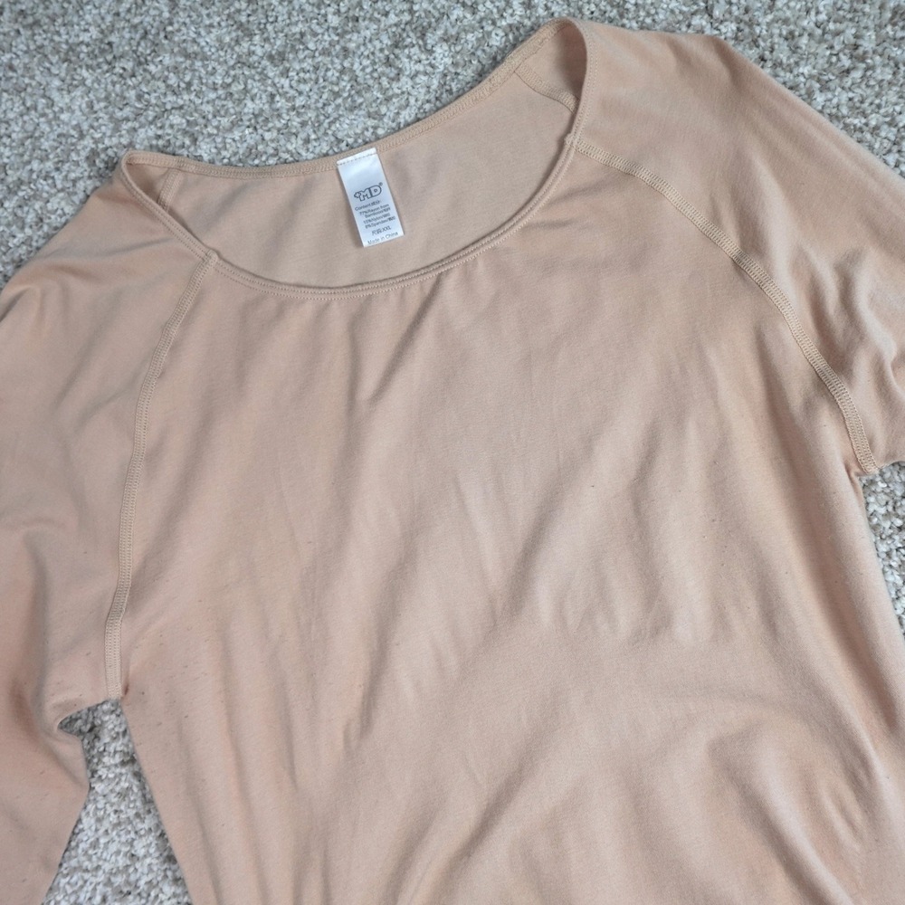 MD Women XXL Beige Bamboo Rayon Seamless Long Sleeve Scoop Neck Top Base‎ Layer